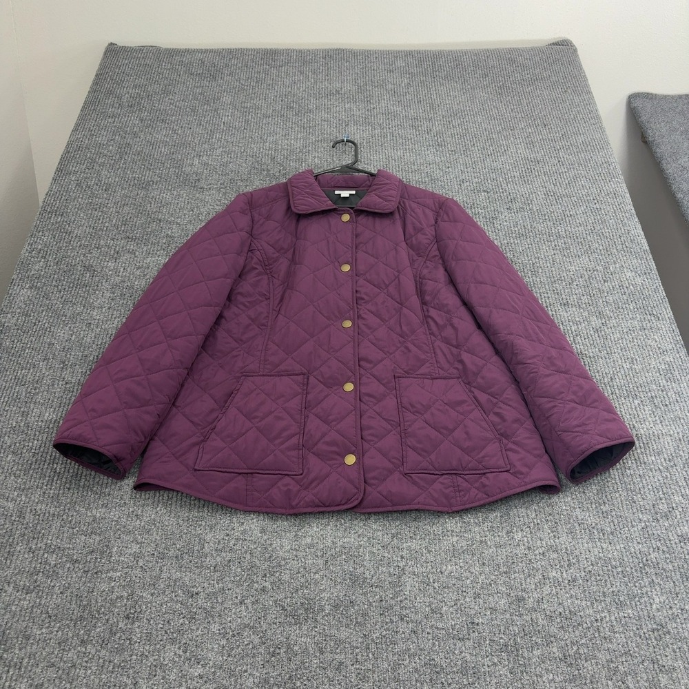 J Jill Heritage‎ Quilted Jacket Womens XL Purple Polyester Snap Barn Classic